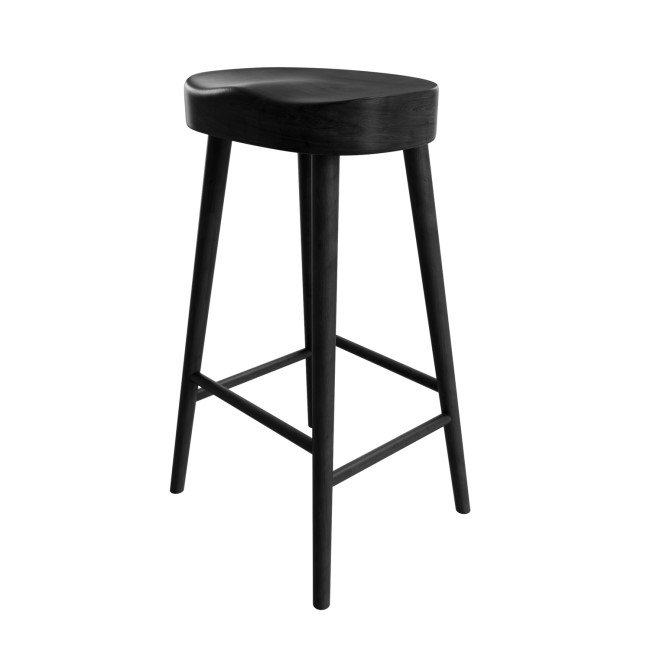 Set of 2 Black Solid Oak Kitchen Counter Stools - 70cm - Rayne