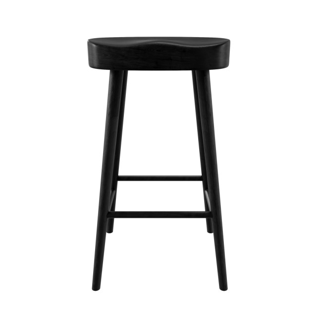 Set of 2 Black Solid Oak Kitchen Counter Stools - 70cm - Rayne