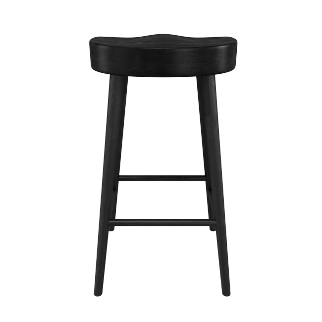 Set of 2 Black Solid Oak Kitchen Counter Stools - 70cm - Rayne