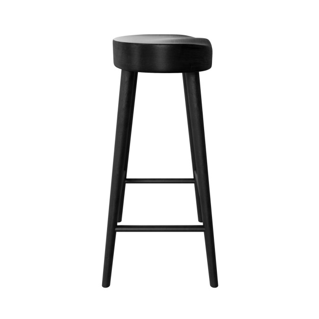 Set of 2 Black Solid Oak Kitchen Counter Stools - 70cm - Rayne