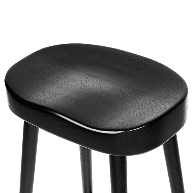 Black Solid Oak Kitchen Counter Stool - 70cm - Rayne