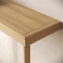 ALMOST PERFECT - Small & Narrow Weathered Oak Console Table with Brass Tips - Rayne