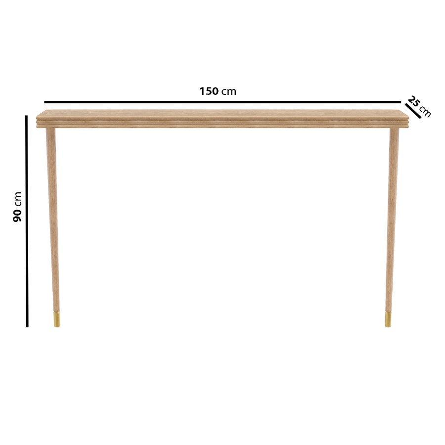 Large & Narrow Solid Weathered Oak Console Table - 150cm - Rayne