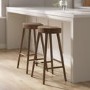 Set of 2 Walnut Solid Oak Kitchen Counter Stools - 70cm - Rayne