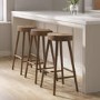 Set of 3 Walnut Solid Oak Kitchen Counter Stools - 70cm - Rayne