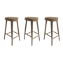 Set of 3 Walnut Solid Oak Kitchen Counter Stools - 70cm - Rayne