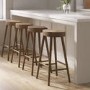 Set of 4 Walnut Solid Oak Kitchen Counter Stools - 70cm - Rayne