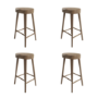 Set of 4 Walnut Solid Oak Kitchen Counter Stools - 70cm - Rayne