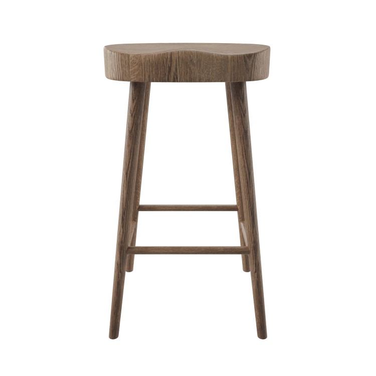 Set of 2 Walnut Solid Oak Kitchen Counter Stools - 70cm - Rayne