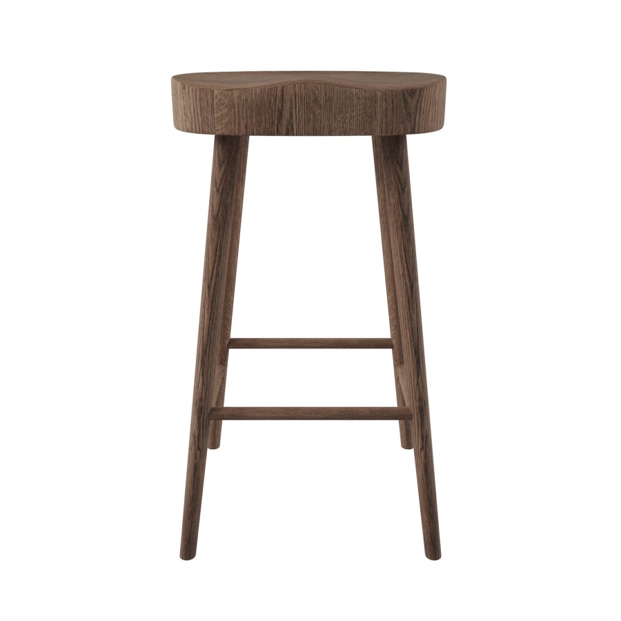 Set of 4 Walnut Solid Oak Kitchen Counter Stools - 70cm - Rayne