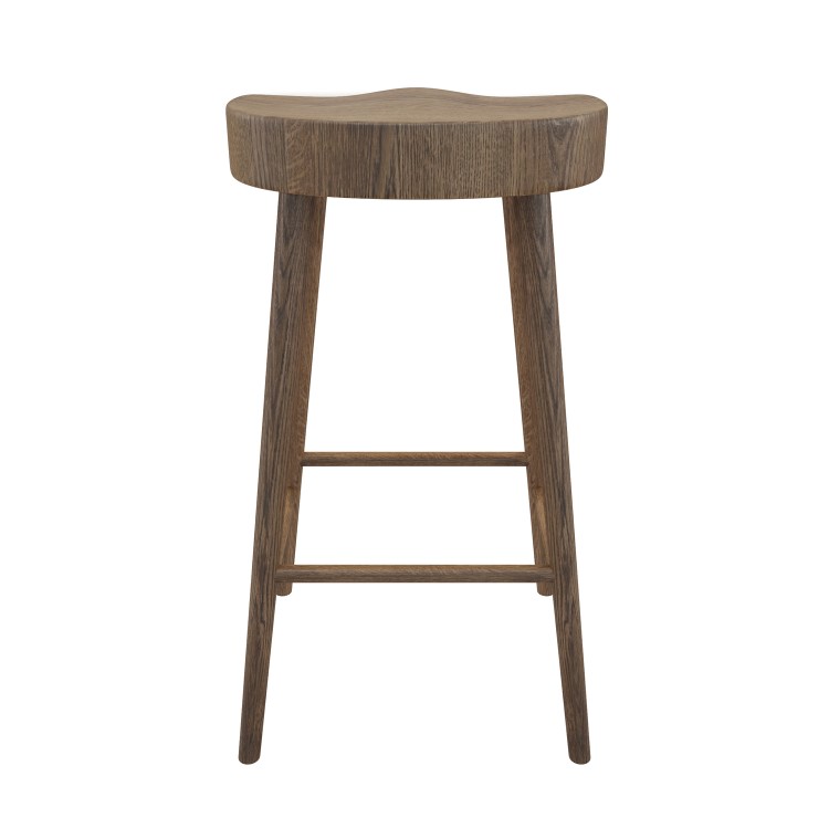 Set of 2 Walnut Solid Oak Kitchen Counter Stools - 70cm - Rayne