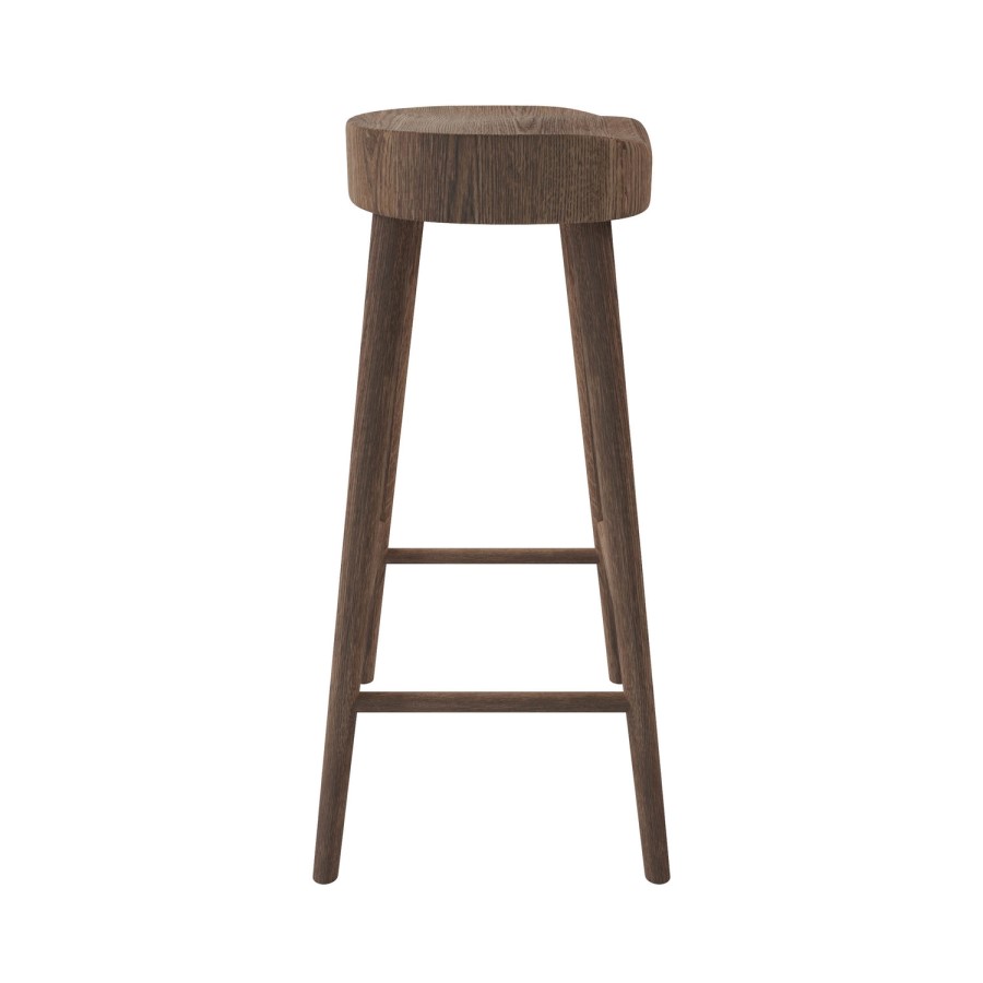 Set of 4 Walnut Solid Oak Kitchen Counter Stools - 70cm - Rayne