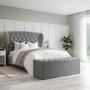 Grey Velvet King Size Ottoman Bed with Matching Blanket Box