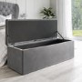 Grey Velvet King Size Ottoman Bed with Matching Blanket Box