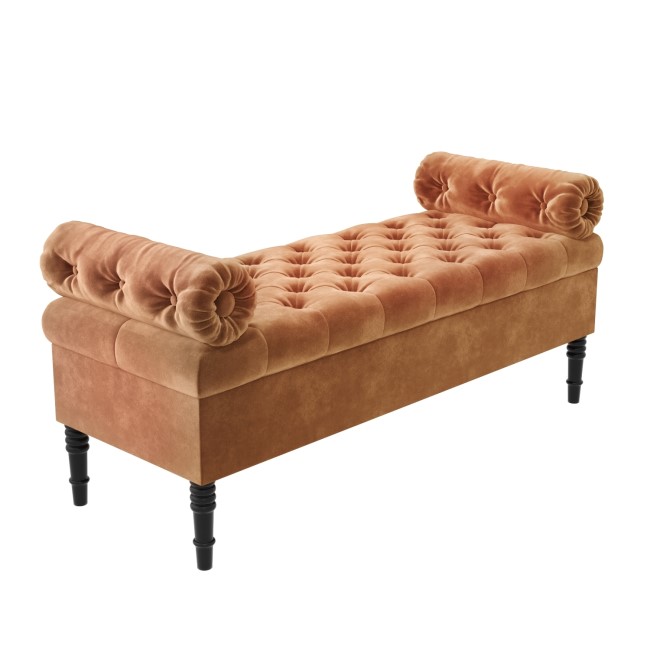 Safina Hall Storage Bench in Burnt Orange Velvet