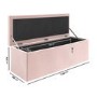 Pink Velvet Double Ottoman Bed with Blanket Box - Safina