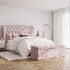 Pink Velvet Ottoman Blanket Box with Stud Detail - Safina