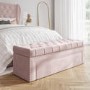 Pink Velvet King Size Ottoman Bed with Matching Blanket Box