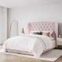 Pink Velvet King Size Ottoman Bed with Matching Blanket Box