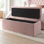 Pink Velvet Small Double Ottoman Bed with Blanket Box - Safina