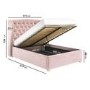 Pink Velvet King Size Ottoman Bed with Blanket Box - Safina