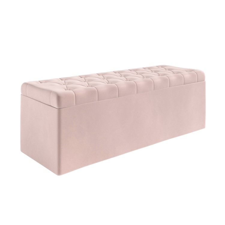 Ottoman Storage Blanket Box in Pink Velvet - Safina