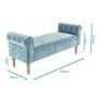Safina Duck Egg Blue Velvet Hallway Bench with Quilted Arm Rest