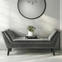 Safina Velvet Hallway Bench Seat with Stud Detailing in Dark Grey Safina Velvet Hallway Bench Seat with Stud Detailing in Dark Grey
