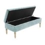 Safina Striped Top Storage Bench in Duck Egg Blue Velvet