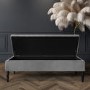 Safina Striped Top Storage Bench in Silver Grey Velvet