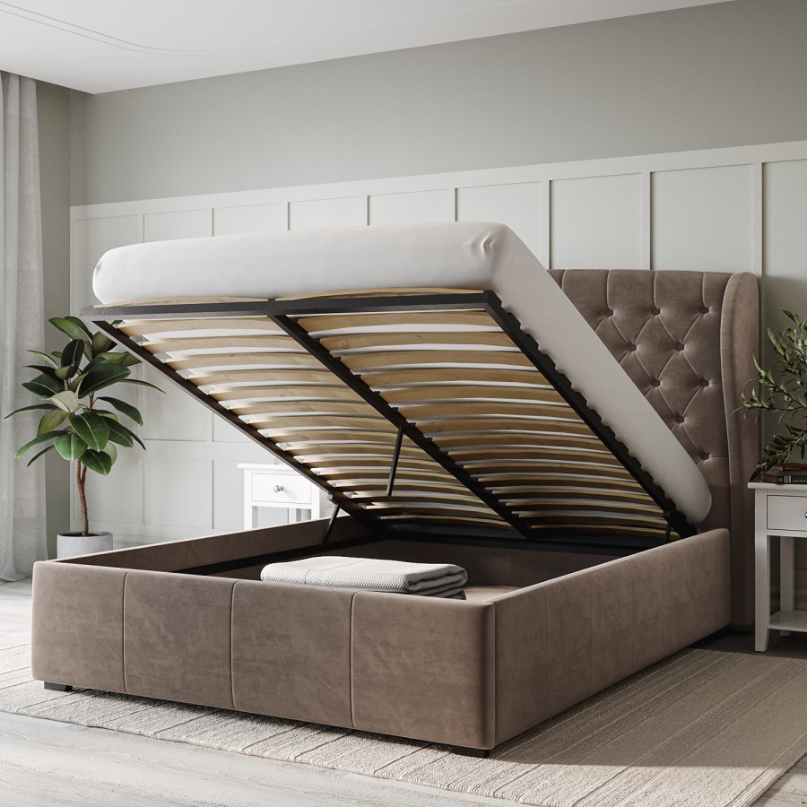 Mink Brown Velvet King Size Ottoman Bed With Blanket Box Safina mink-brown-velvet-king-size-ottoman-bed-with-blanket-box-safina
