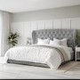 Grey Velvet Super King Ottoman Bed with Matching Blanket Box