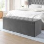 Ottoman Storage Blanket Box in Grey Velvet - Safina