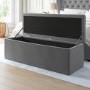 Grey Velvet Super King Ottoman Bed with Blanket Box - Safina