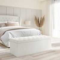 Cream Fabric King Size Ottoman Bed with Matching Blanket Box Cream Fabric King Size Ottoman Bed with Matching Blanket Box