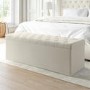 Cream Fabric Small Double Ottoman Bed with Blanket Box - Safina