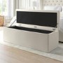 Ottoman Storage Blanket Box in Cream Fabric - Safina