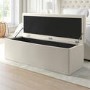 Cream Upholstered Double Ottoman Bed with Blanket Box - Safina