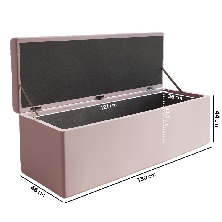 Pink Velvet Small Double Ottoman Bed with Blanket Box - Safina