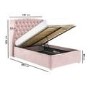 Pink Velvet Small Double Ottoman Bed with Blanket Box - Safina