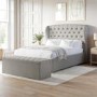 Grey Upholstered Small Double Ottoman Bed with Blanket Box - Safina