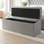 Grey Upholstered Small Double Ottoman Bed with Blanket Box - Safina