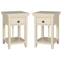 Pair of Savannah Bedside Tables with Drawer in Ivory/Cream