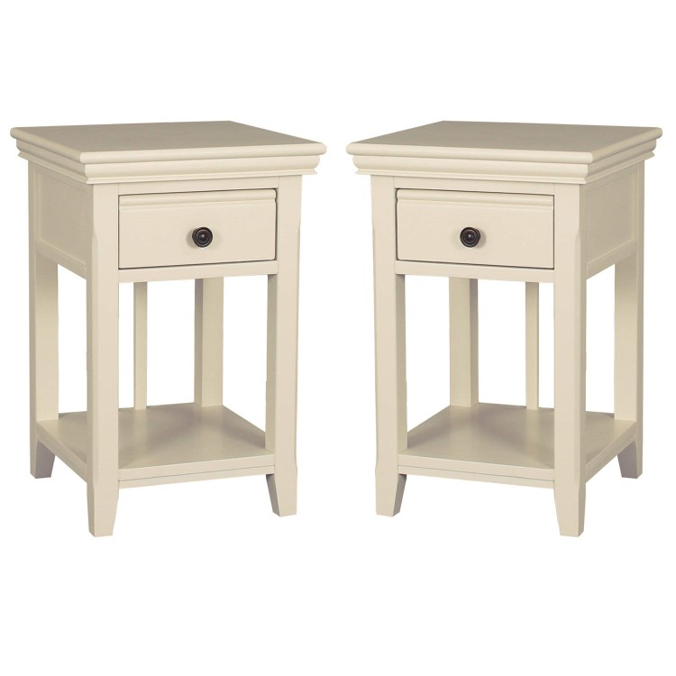 Pair of Savannah Bedside Tables with Drawer in Ivory/Cream