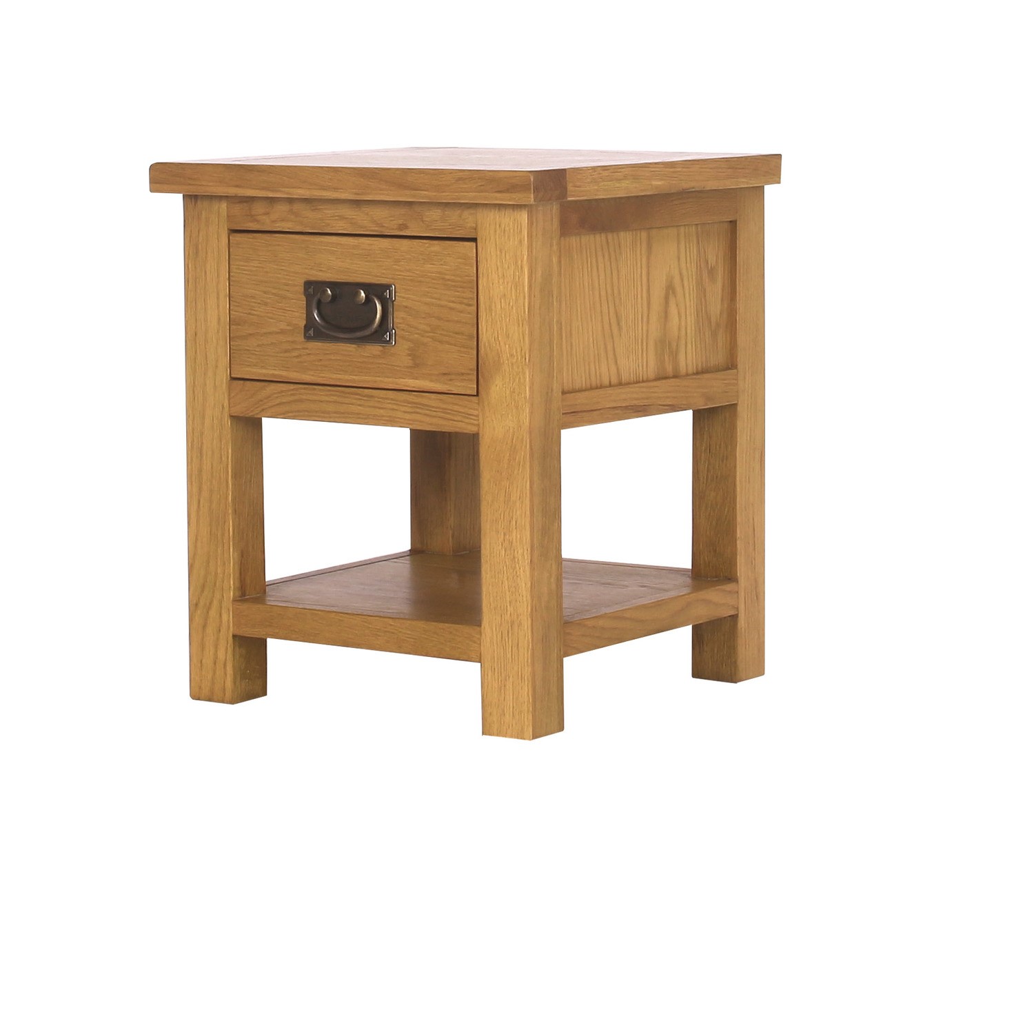 Solid Oak Bedside Table - Rustic Saxon Range - Furniture123