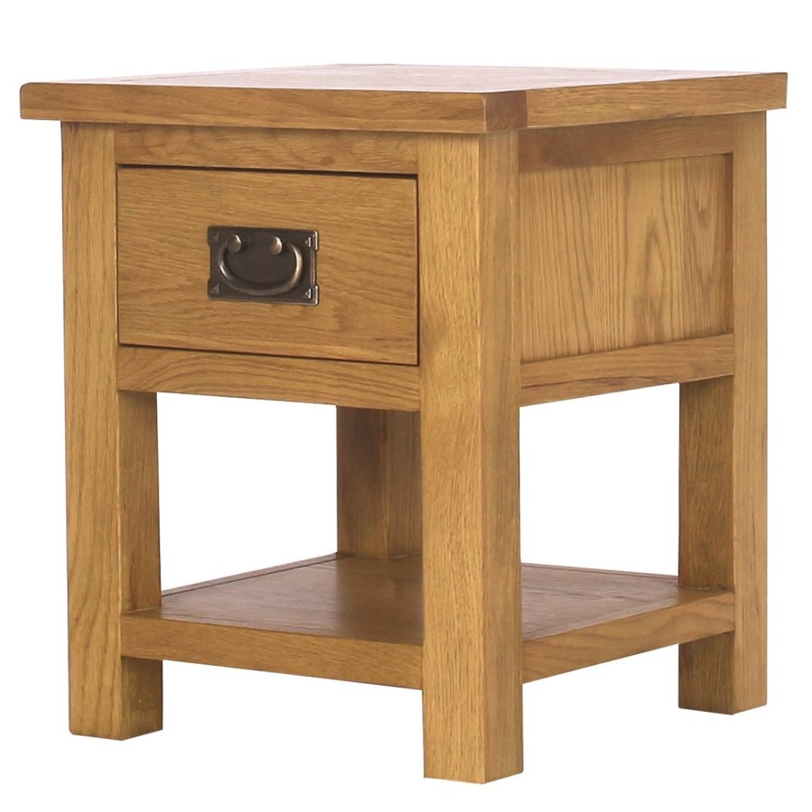 Solid Oak Bedside Table - Rustic Saxon Range