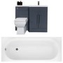 Anthracite Right Hand Vanity Unit Bathroom Suite with Bath