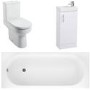 White Cube Vanity Unit Bathroom Suite with Bath
