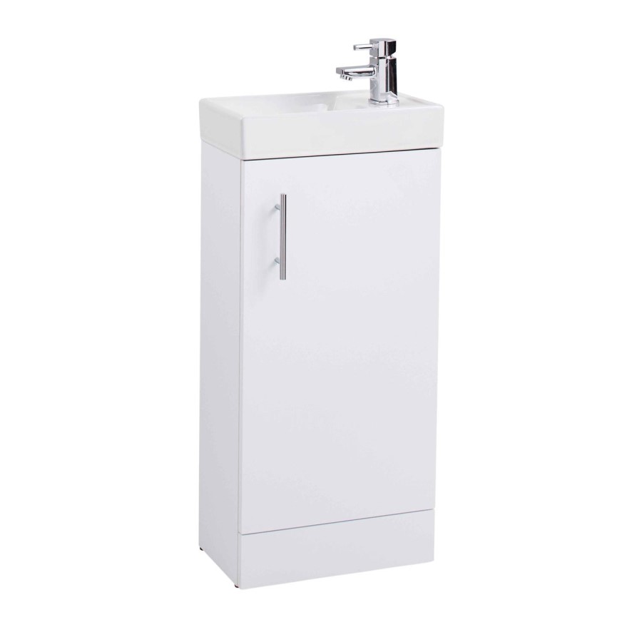 White Cube Vanity Unit Bathroom Suite with Bath