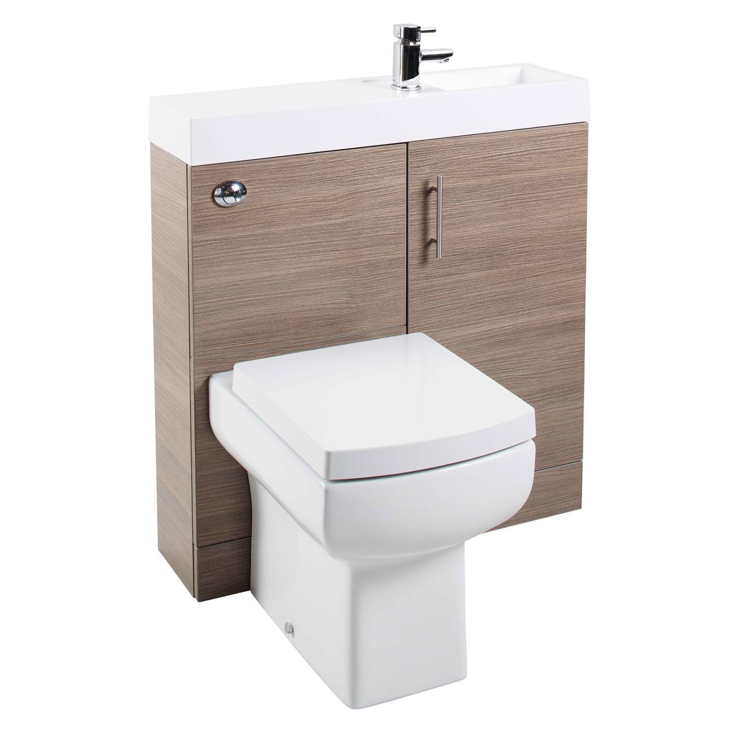 Micro Plus Unit Medium Oak MicroPlus Vanity Unit Bathroom Suite with Bath - Furniture123